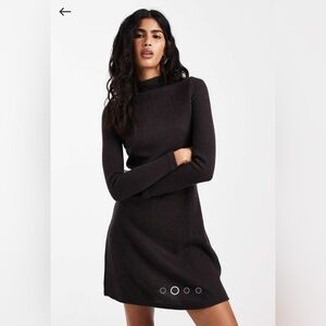 Vero Moda rib knit mock neck mini dress in chocolate brown brand new size small